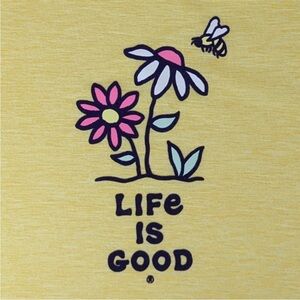 Life Is Good Flowers Bee Tank Lounge Sleep Sleeveless Racer Back Yellow XL NWT